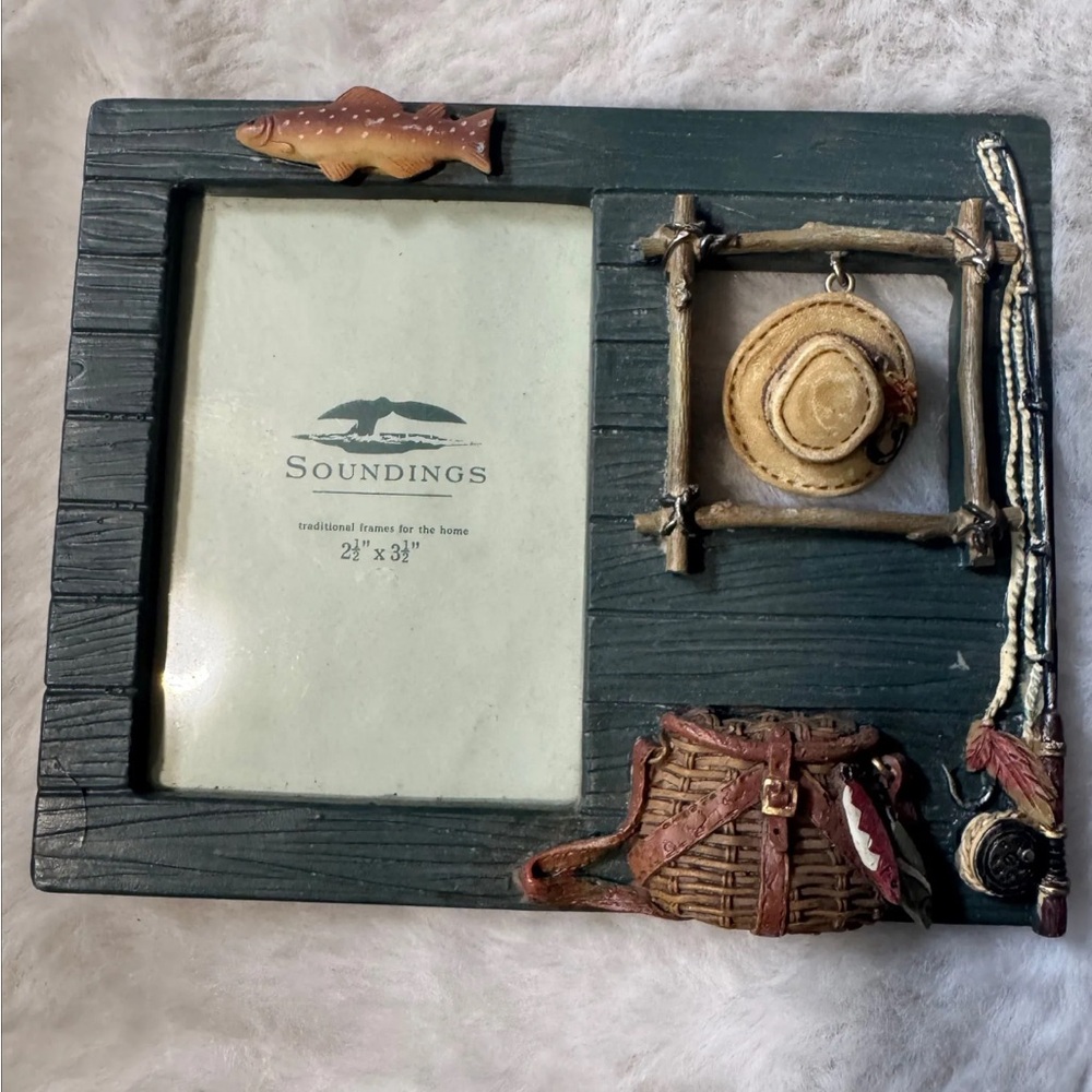 Fishing-Themed Picture Frame - Green and Brown